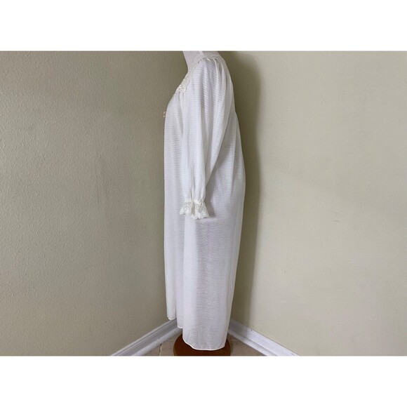 VTG LILY OF FRANCE Granny core Cottage core NIGHTGOWN SZ L Cream SATIN LACE - Picture 4 of 12